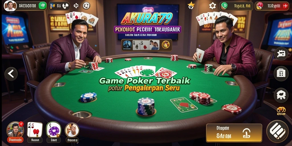 Screenshot gameplay AKURAT79 dengan tampilan meja Poker yang menarik.