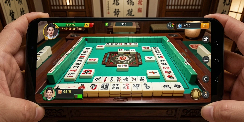 Tampilan screenshot game ASIA100 dengan gameplay seru Mahjong.