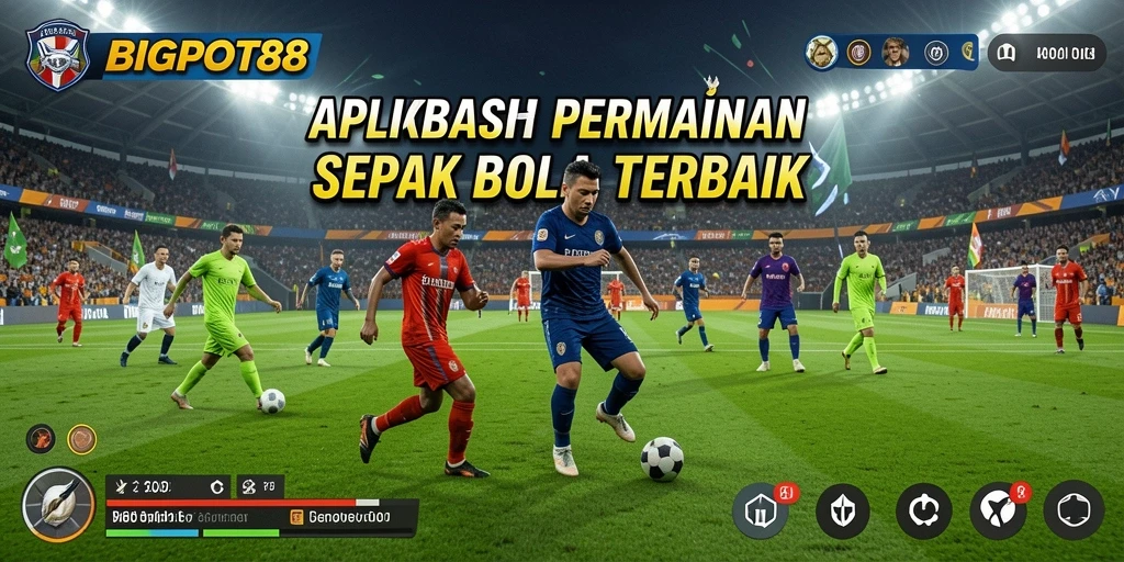 Tampilan gameplay seru di BIGPOT88 dengan aksi sepak bola nyata.