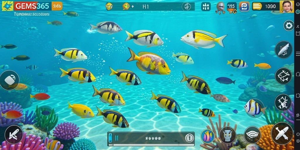 Tampilan gameplay seru dalam GEMS365 Tembak Ikan.