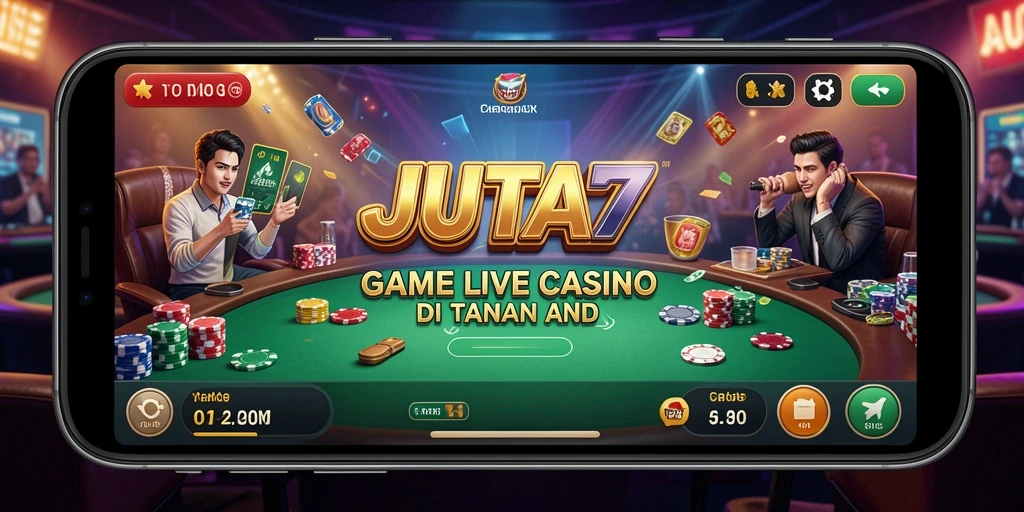 Tampilan gameplay live casino JUTA7 dengan dealer profesional.
