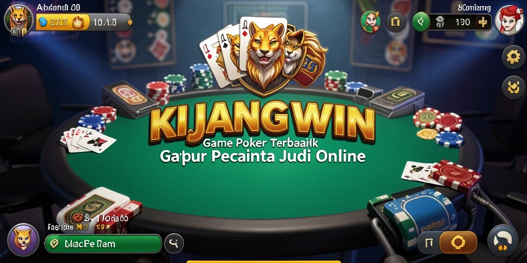Tangkapan layar utama KIJANGWIN yang menampilkan gameplay Poker yang seru.