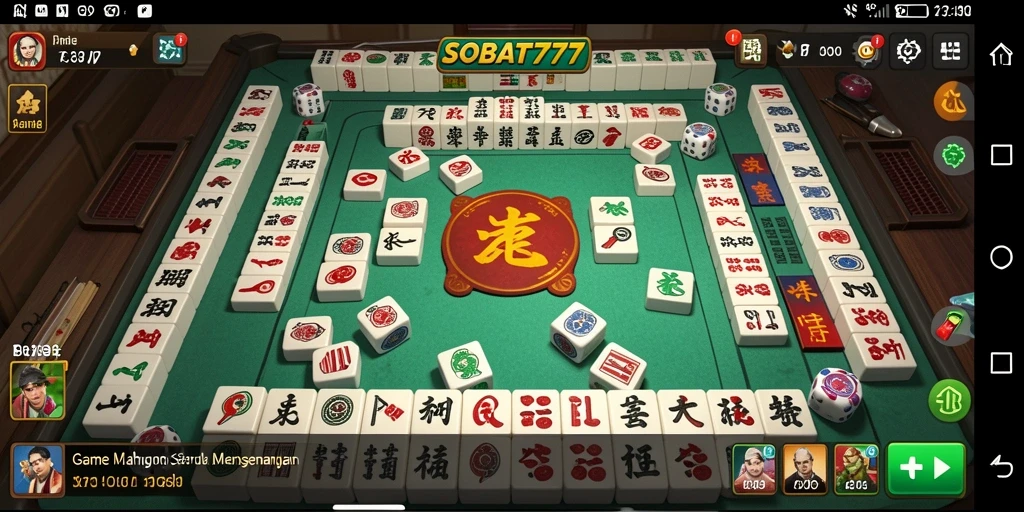 Tampilan gameplay menarik SOBAT777 dengan suasana Mahjong yang khas.